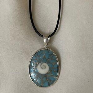 🔥Hand painted Abalone Shell Pendant 925 Sterling Silver